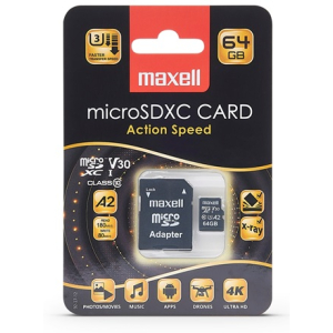 Maxell Action Speed Micro SDXC med adapter 64 GB