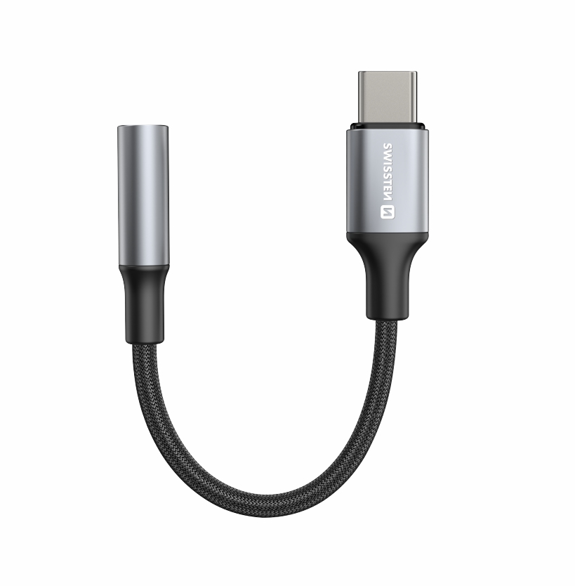 Swissten Hörlursadapter, USB-C-3,5 mm hona, 15cm, Svart - Bild 2