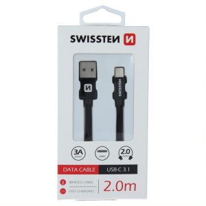 SWISSTEN Textilkabel USB / USB-C 2 M Svart