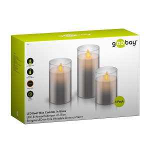 Goobay Batteridrivna LED-blockljus i glas 3-p