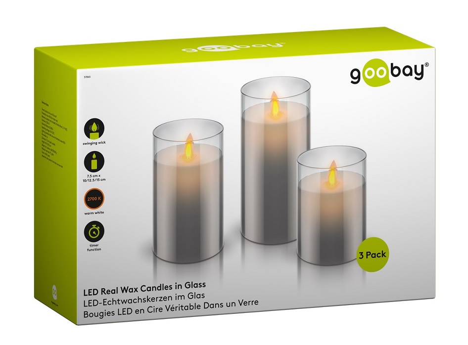 Goobay Batteridrivna LED-blockljus i glas 3-p