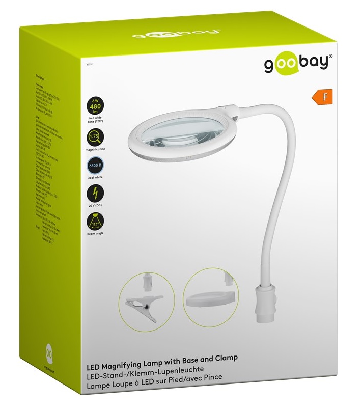 Goobay LED-Förstoringslampa med bas och klämma, 6 W