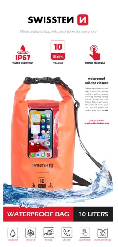 SWISSTEN WATERPROOF CASE ORANGE (10L)