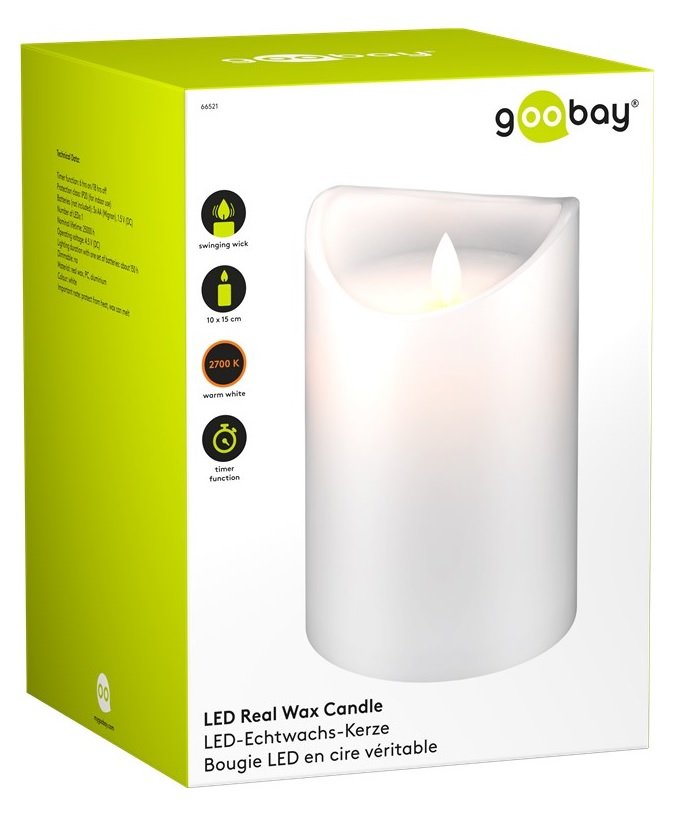 Goobay batteridrivna LED-blockljus, Vit, 10 x 15 cm